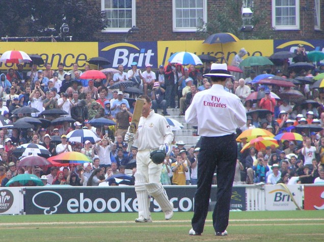 Langer celebrates his ton, in a glorious English summer!